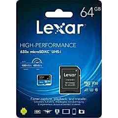Lexar 64GB 633X 100MB/s SD Adaptörlü MicroSDXC Hafıza Kartı