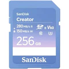 Sandisk 256GB Creator UHS-II 280MB/s V60 SDXC Kart