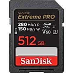 Sandisk 512GB SDXC Extreme Pro 280MB/s UHS-II V60 Kart
